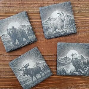 Engraved Slate Coasters — Set of 4